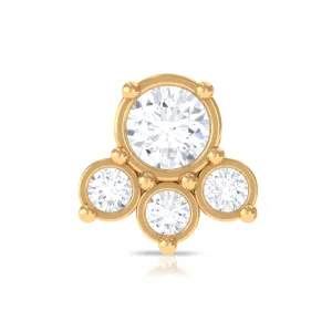 Round Moissanite Cluster Helix Earring in Bezel Setting