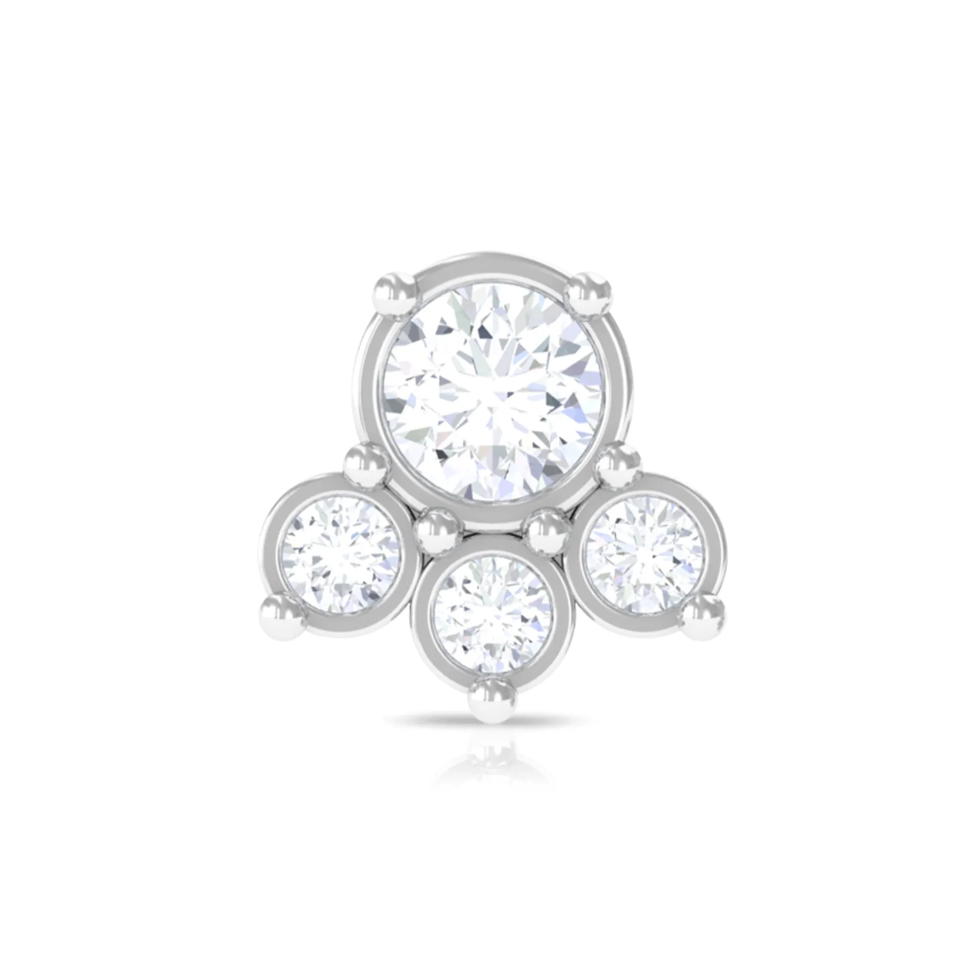 Round Moissanite Cluster Helix Earring in Bezel Setting