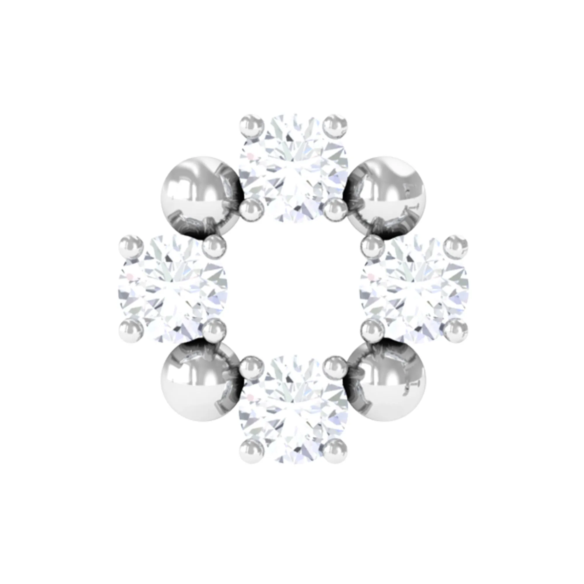 Round Moissanite Open Circle Eternity Cartilage Earring
