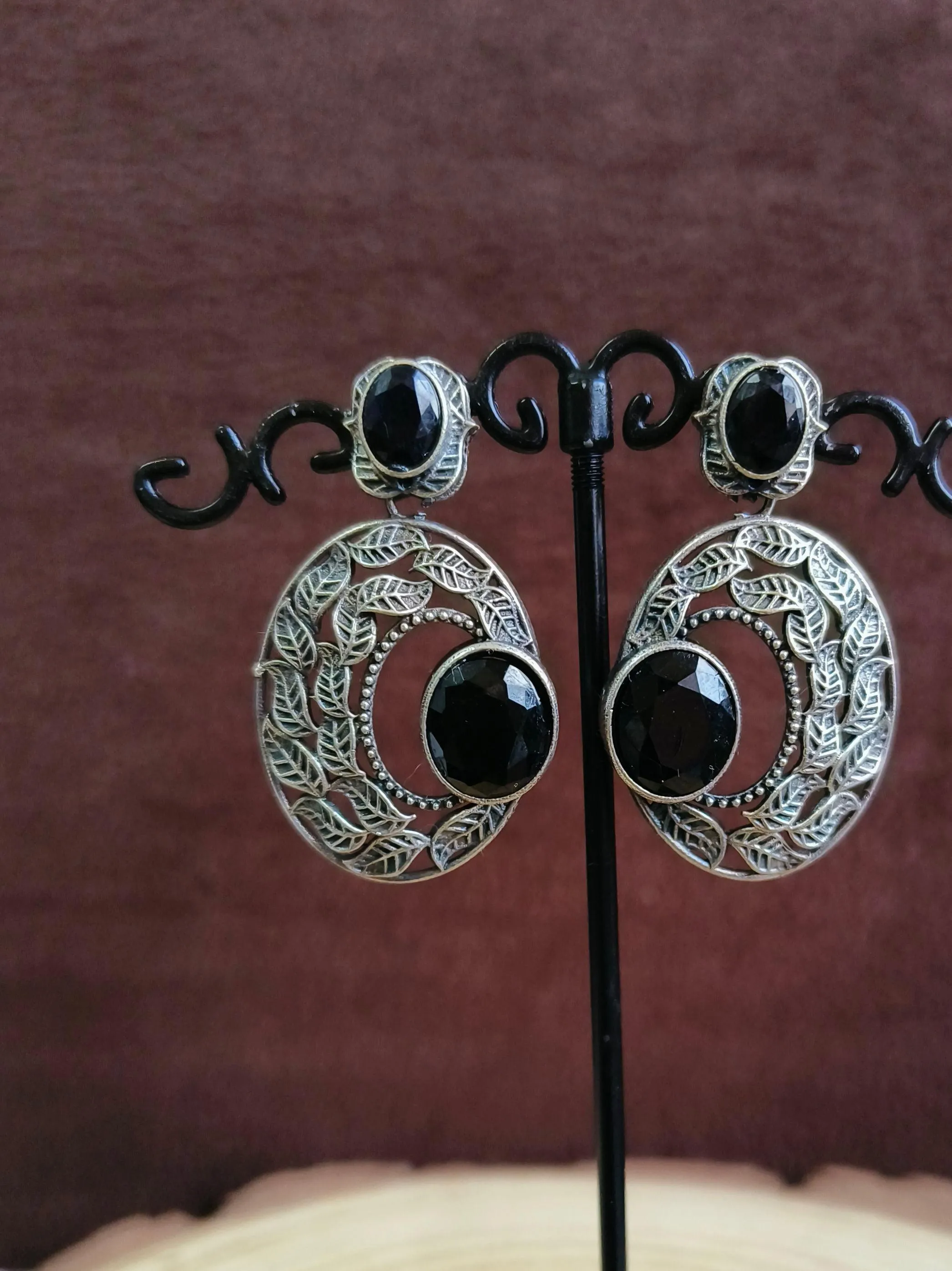 Round Oxidised Dangler Earrings | Sarichka