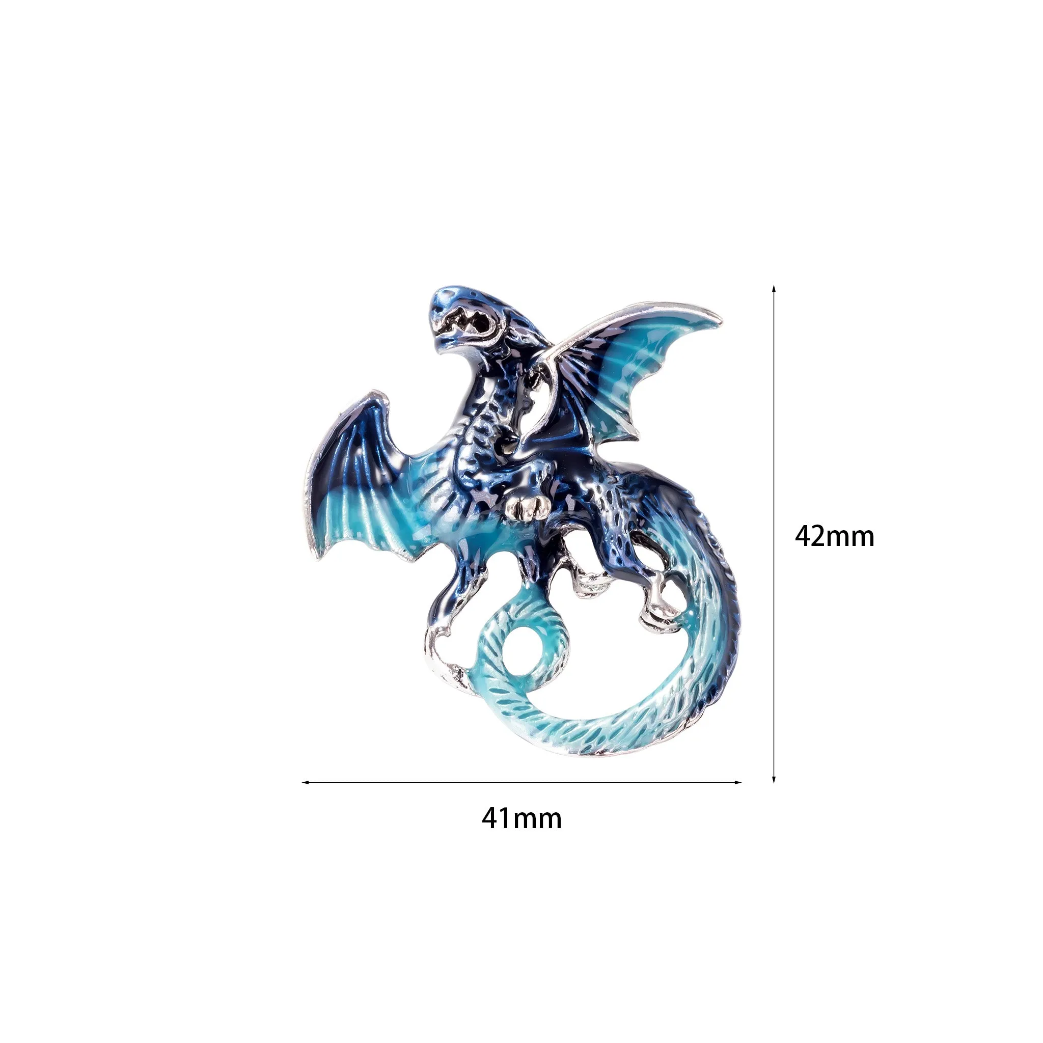 Royal Blue Dragon Brooch and Pendant Necklace with Steel Chain