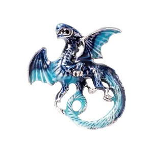 Royal Blue Dragon Brooch and Pendant Necklace with Steel Chain