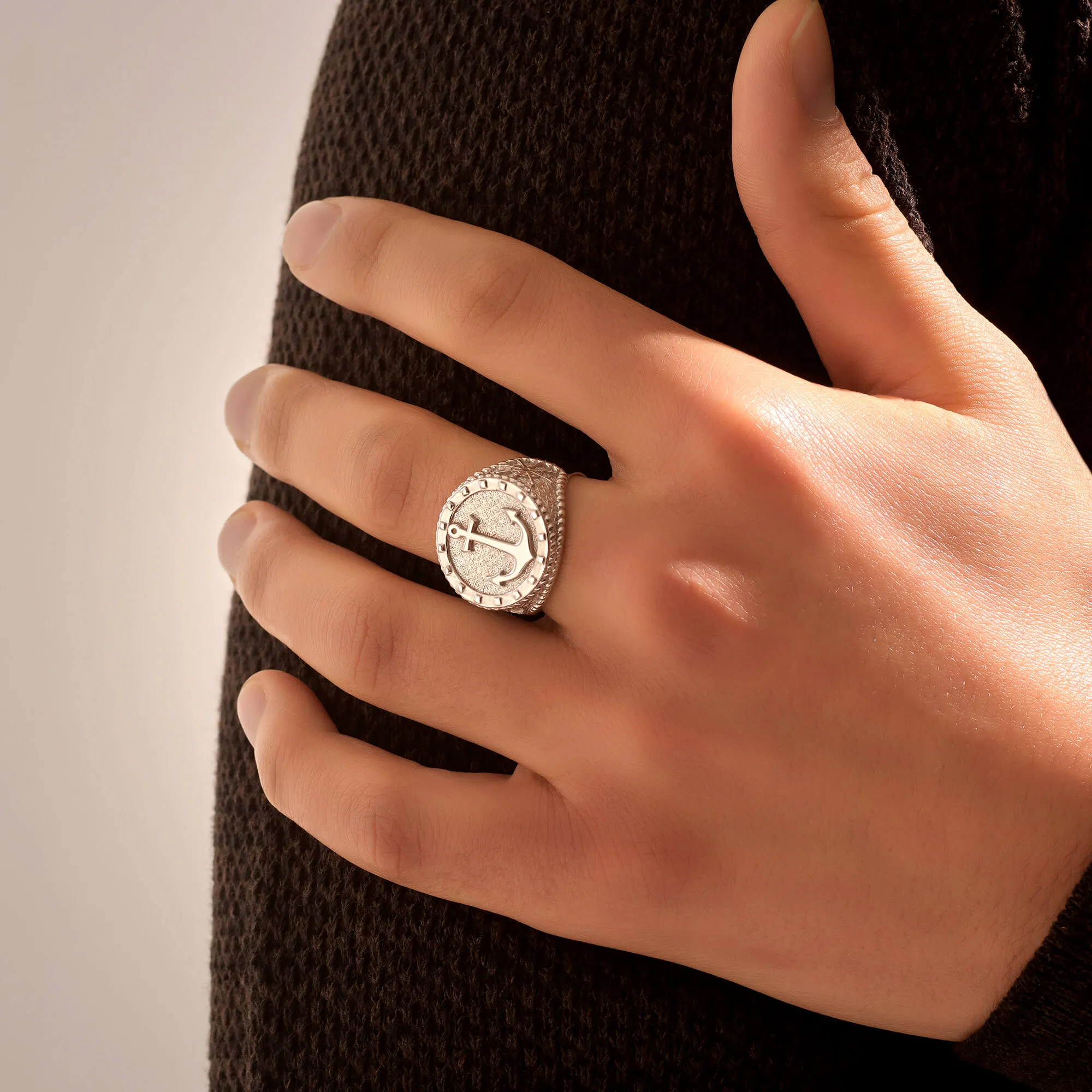 Sailor's Anchor Ring - Solid Gold