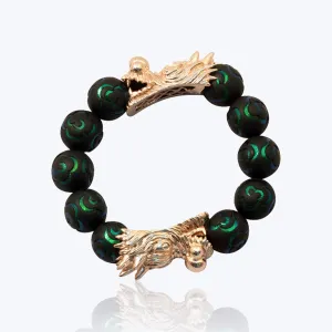 Scarab Bracelet with Dual Mystical Dragons