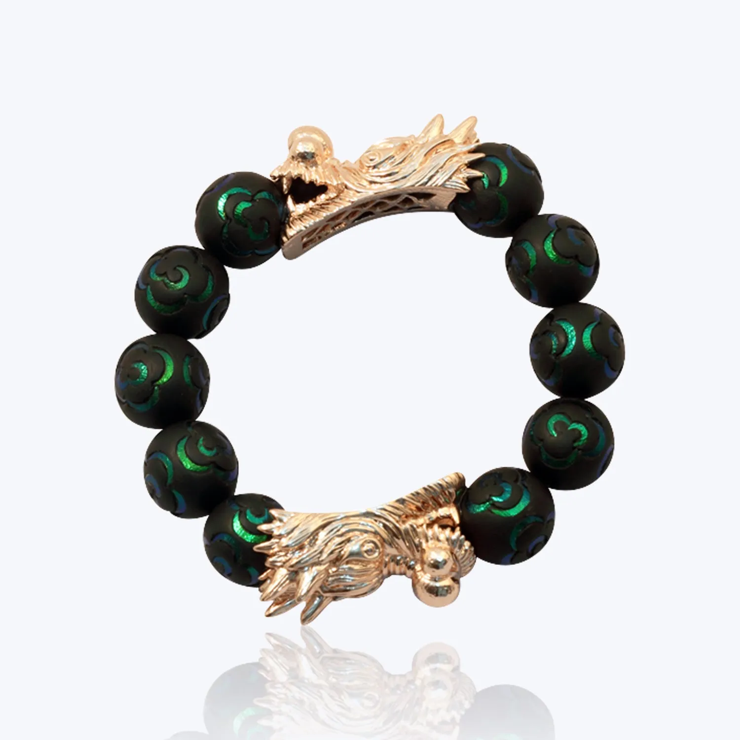Scarab Bracelet with Dual Mystical Dragons