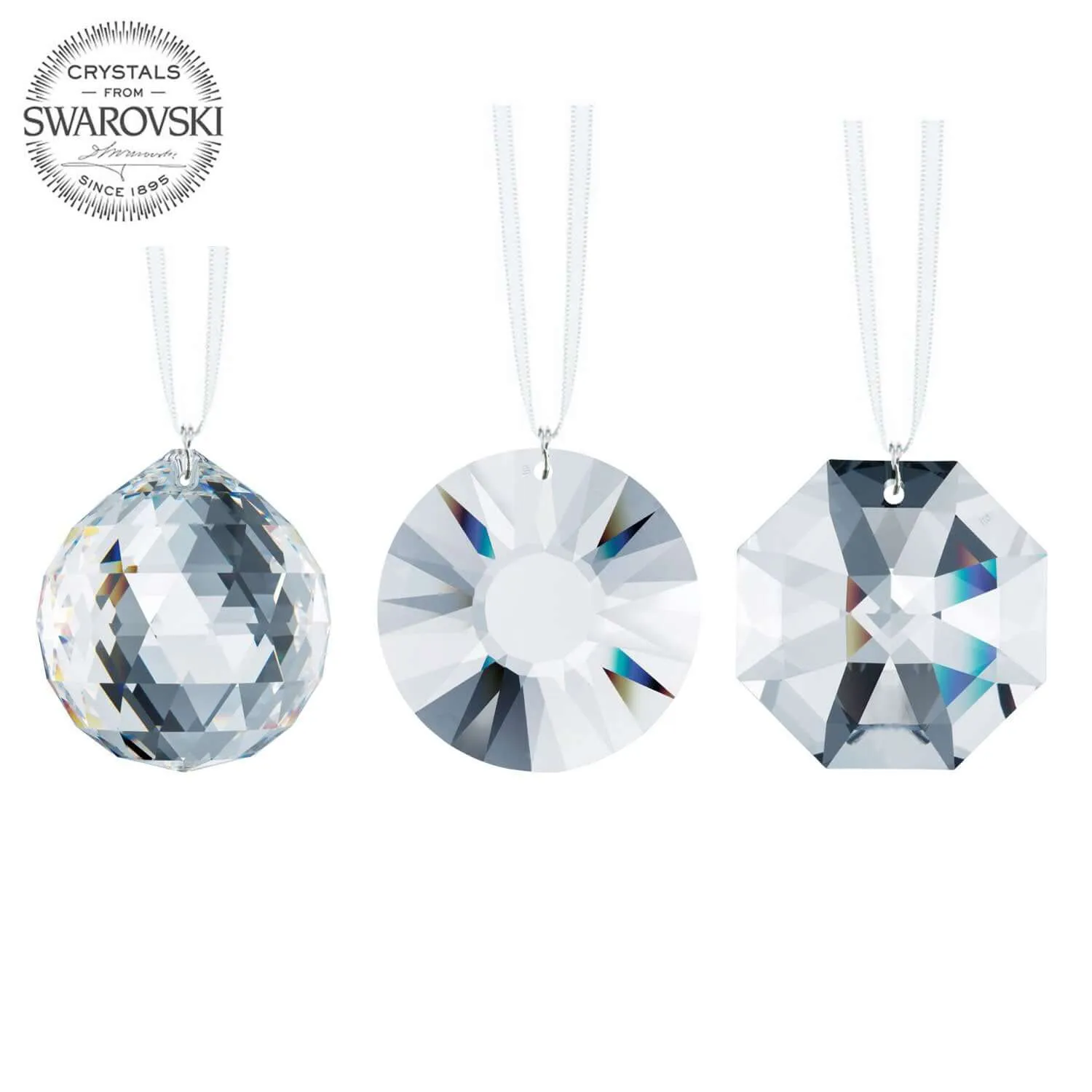 Set of 40mm Genuine Swarovski Crystal Prisms Hanging Crystal Suncatchers (3 Pcs)
