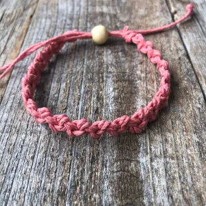 Shell Key, Coral Hemp Anklet, Braided Anklet, Macrame, Surfer Anklet, Unisex Anklet, Beach Anklets, Hemp Bracelet