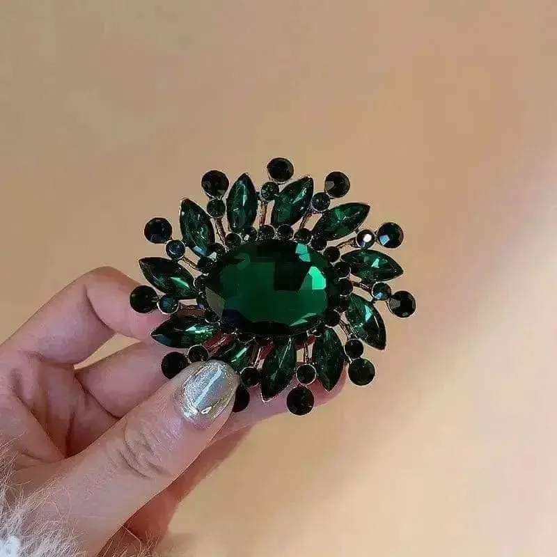 Shop Emerald and Diamond-Look Brooch