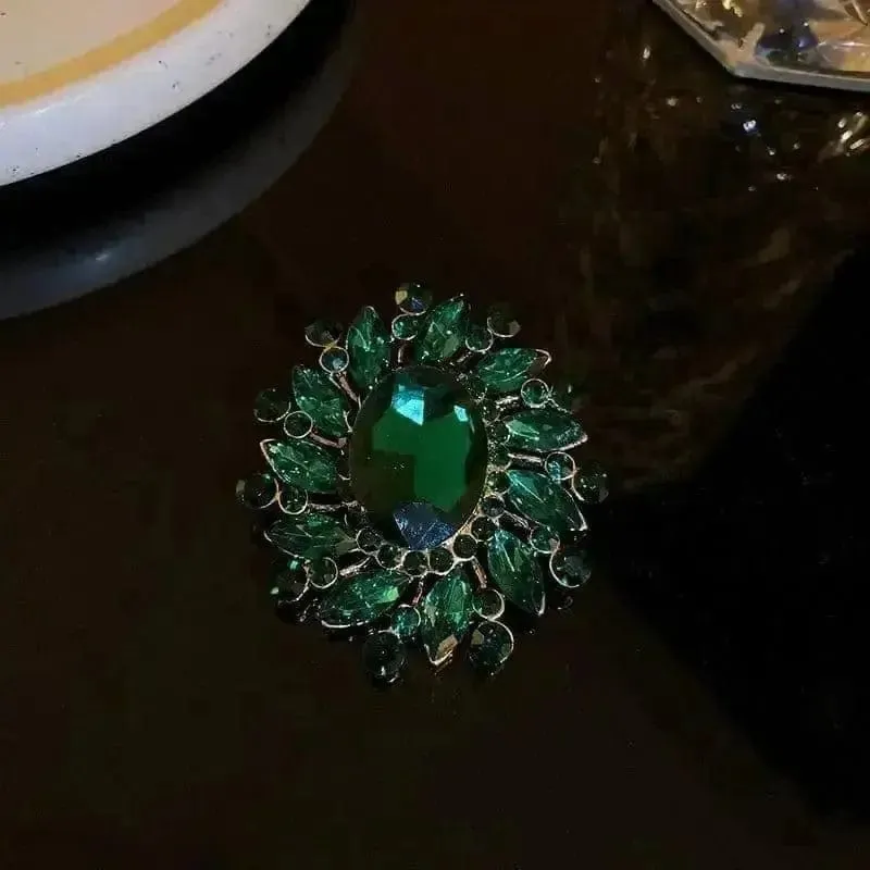 Shop Emerald and Diamond-Look Brooch