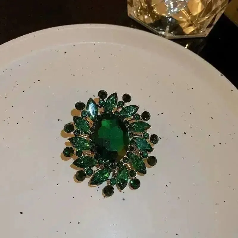 Shop Emerald and Diamond-Look Brooch