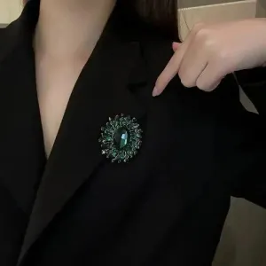 Shop Emerald and Diamond-Look Brooch