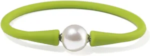 Silicone dainty Freshwater Pearl Bracelets,Womens Charm Bangle Jewelry,Colored Dainty Personalized Stretch Mood Rubber Bands Bangles for Men and Women Birthday Gifts 7.2'' Adjustable