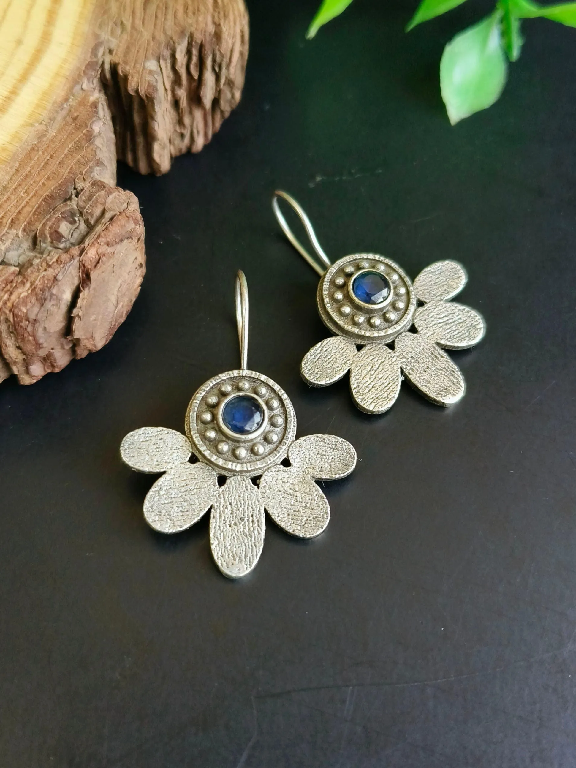Silver Oxidised Hook Earrings | Sarichka