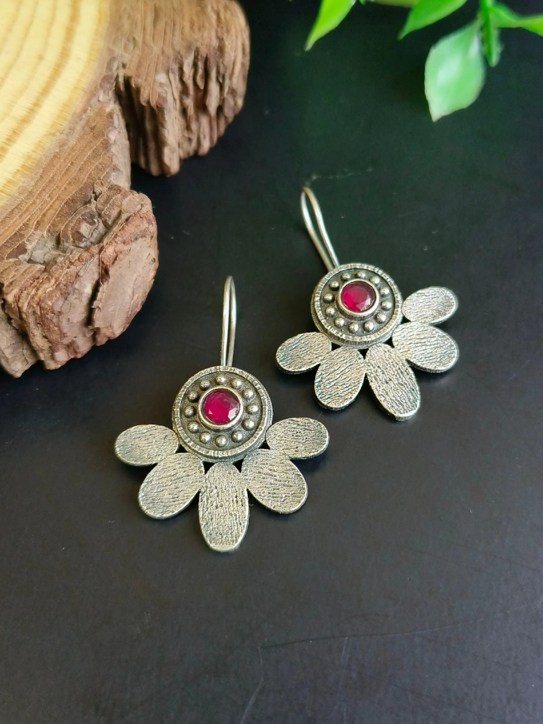 Silver Oxidised Hook Earrings | Sarichka