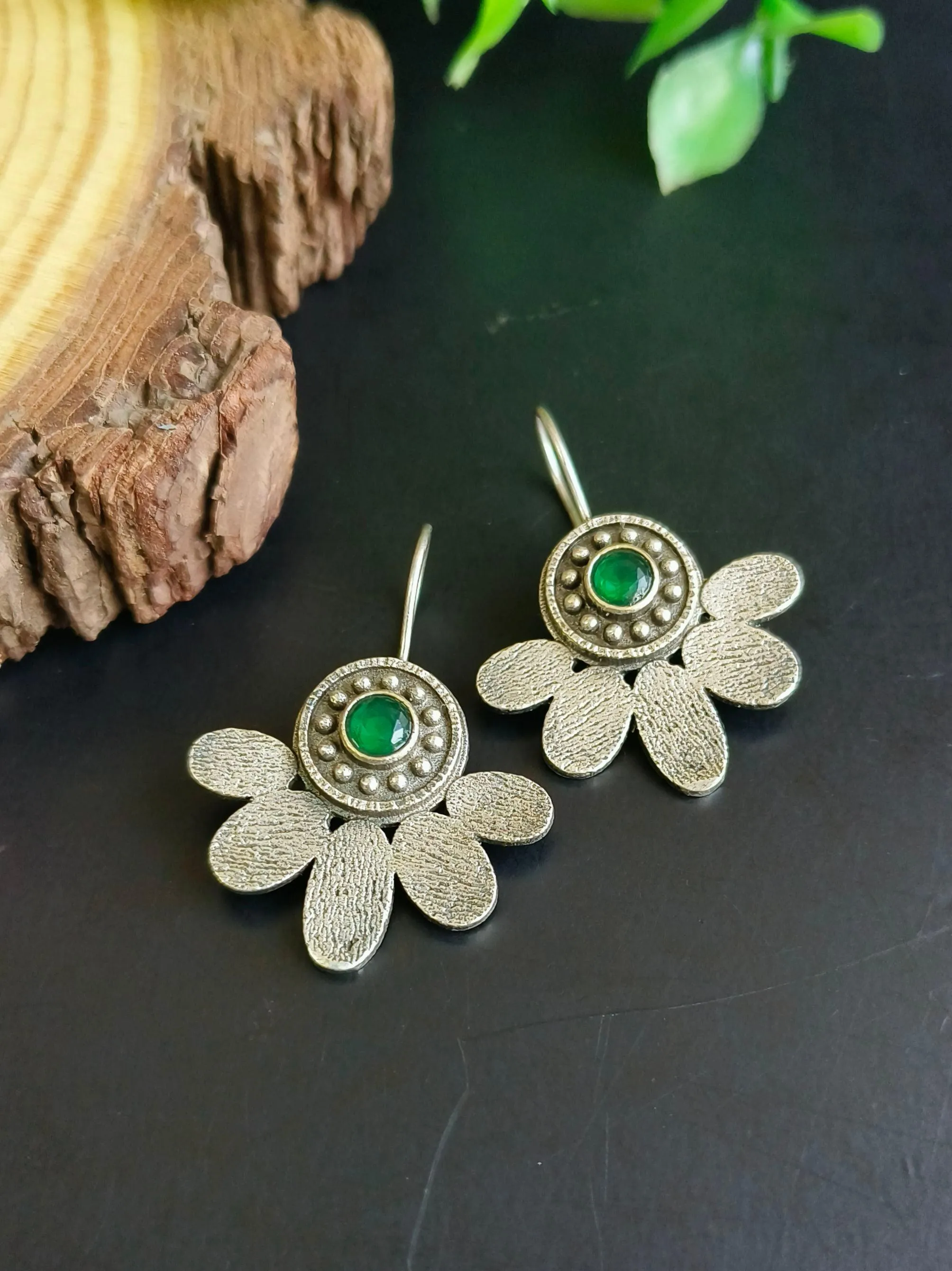Silver Oxidised Hook Earrings | Sarichka