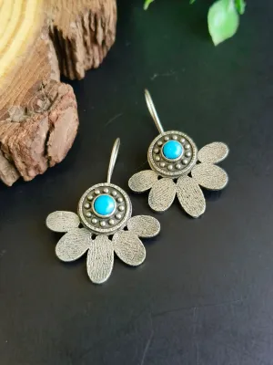 Silver Oxidised Hook Earrings | Sarichka