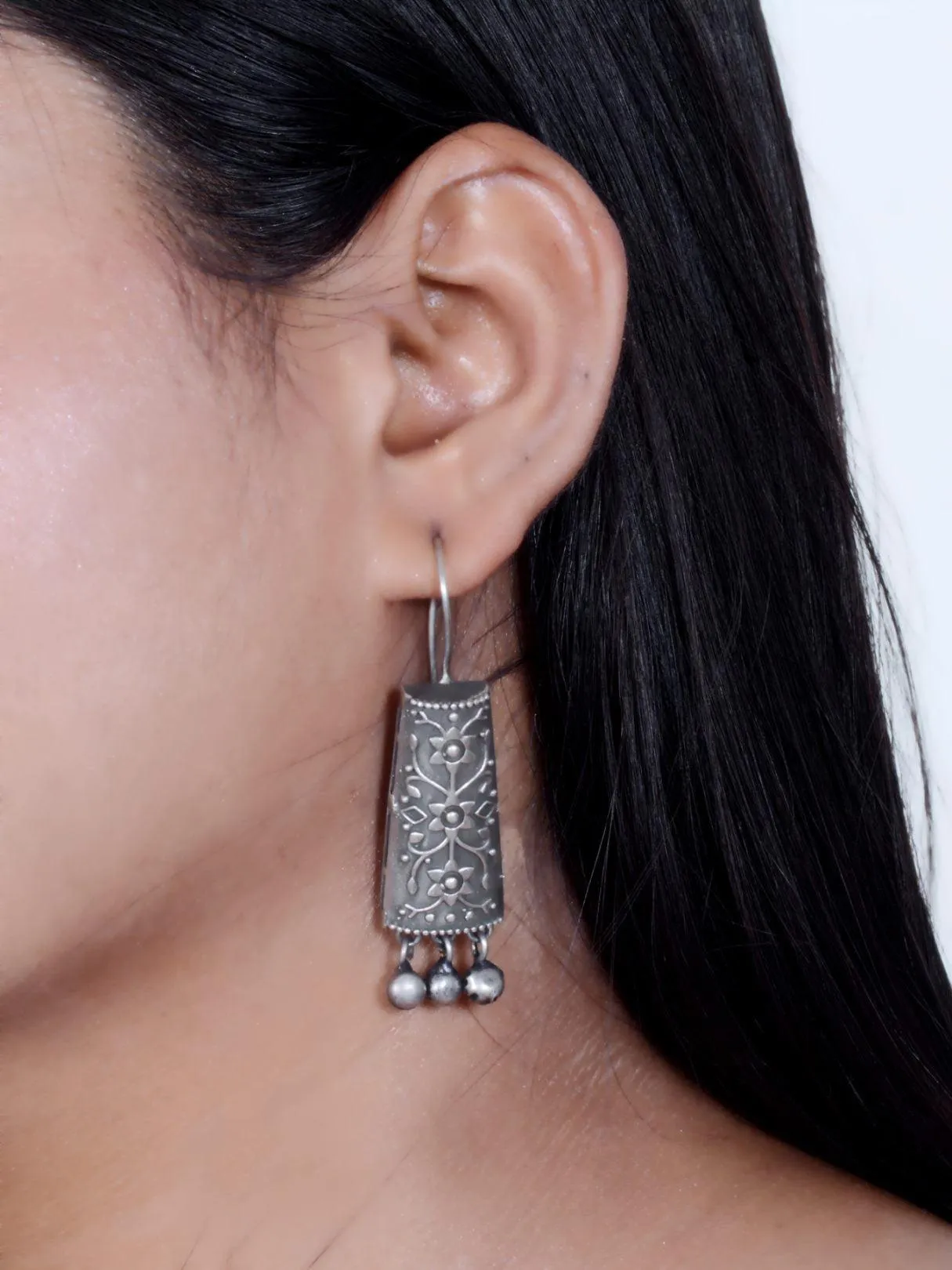 Silver-Plated Hook Earrings with Ghungroo for Casual Elegance | Sarichka