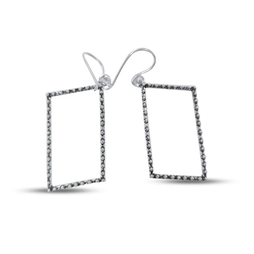 Silver Plated Rectangular Geometric Drop Earrings