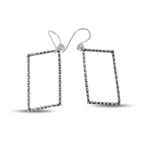 Silver Plated Rectangular Geometric Drop Earrings