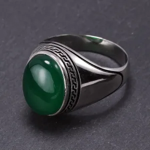 Silver Simple Design Multi Color Oval Shape Onyx Ring