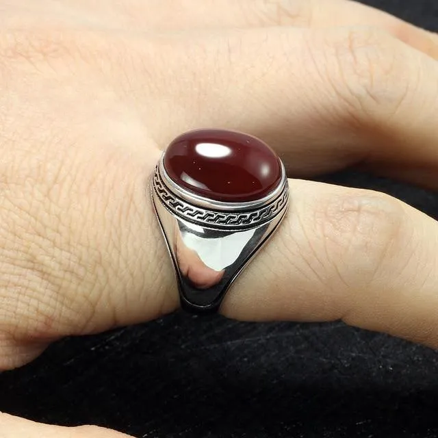 Silver Simple Design Multi Color Oval Shape Onyx Ring