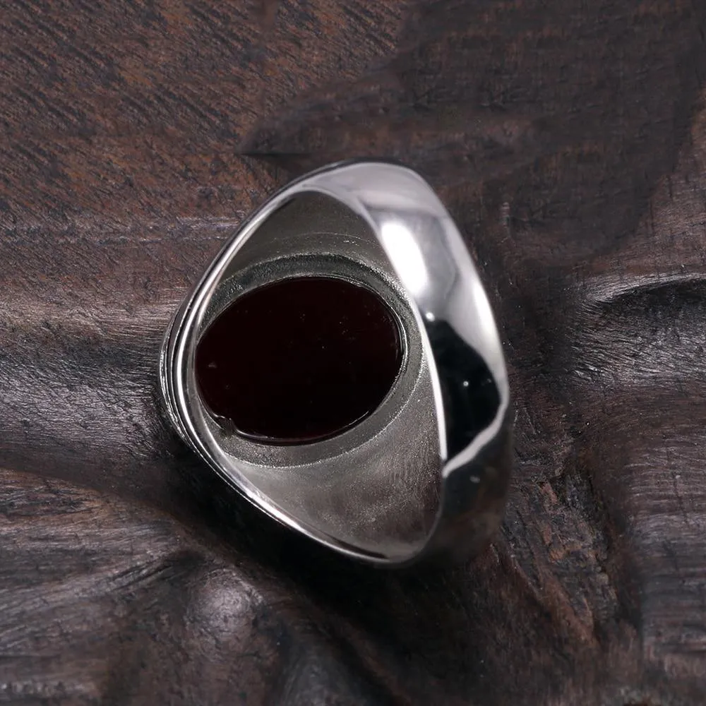 Silver Simple Design Multi Color Oval Shape Onyx Ring