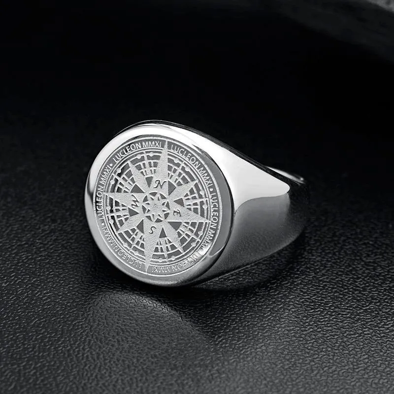 Simple Design Compass Stainless Steel fashion Rings