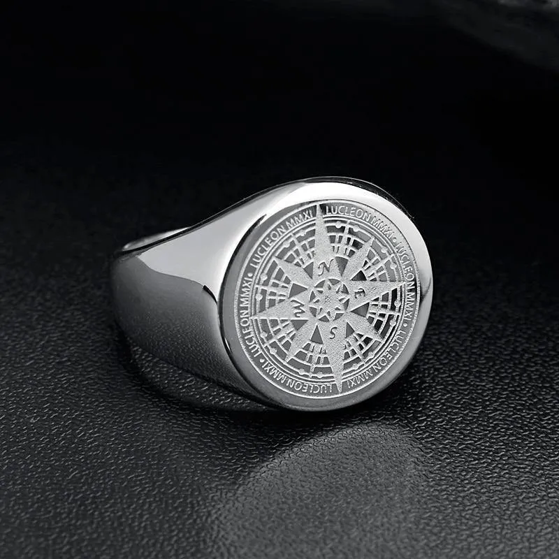 Simple Design Compass Stainless Steel fashion Rings