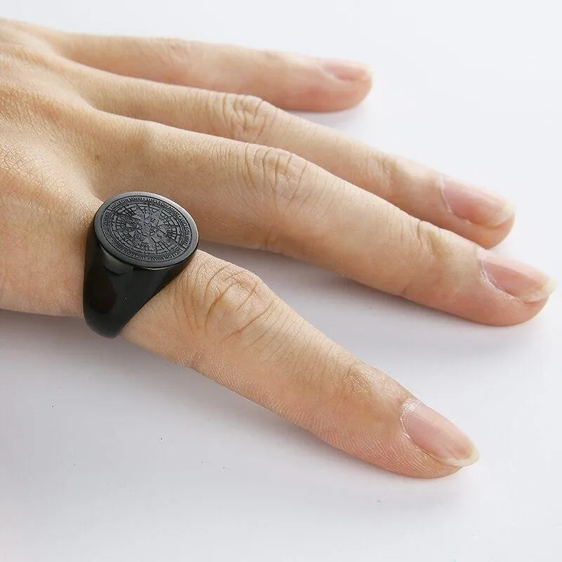 Simple Design Compass Stainless Steel fashion Rings