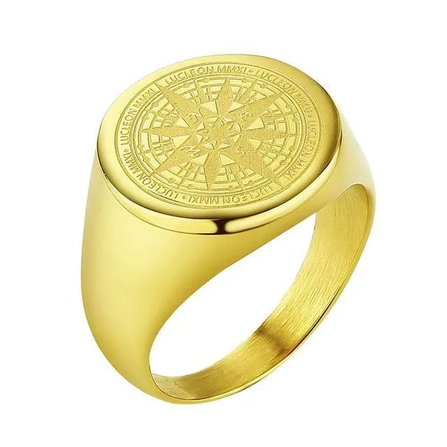 Simple Design Compass Stainless Steel fashion Rings