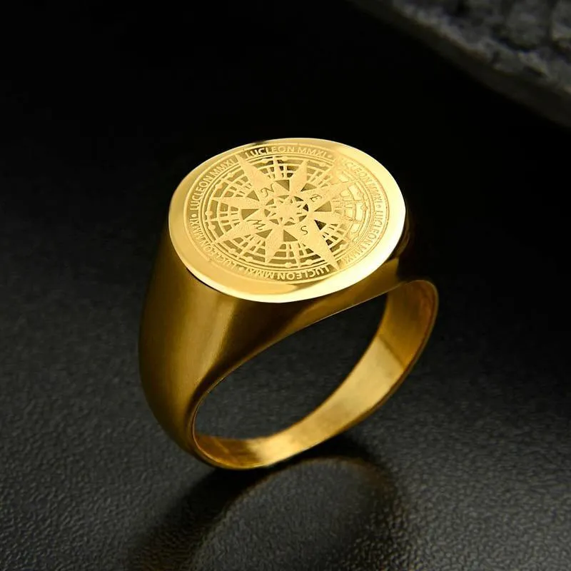 Simple Design Compass Stainless Steel fashion Rings