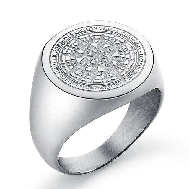 Simple Design Compass Stainless Steel fashion Rings
