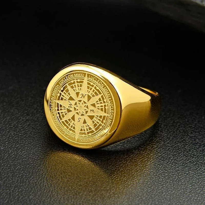 Simple Design Compass Stainless Steel fashion Rings