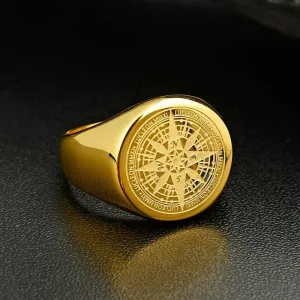 Simple Design Compass Stainless Steel fashion Rings