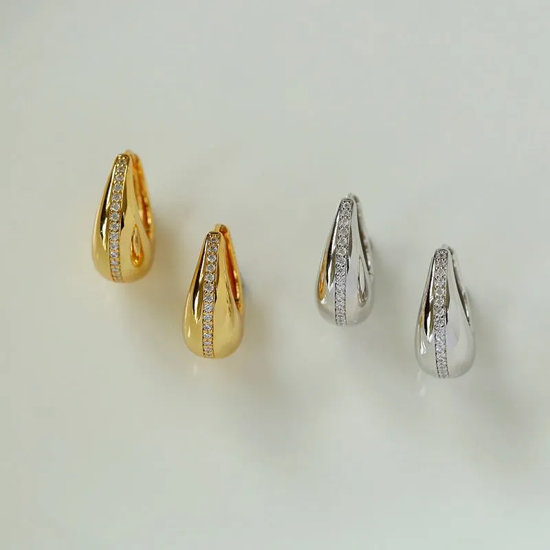 Simple Retro U-shaped Gold and Silver Diamond Earrings