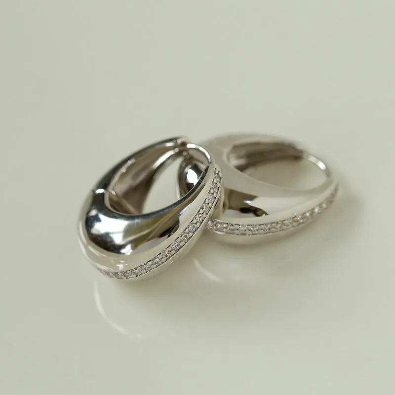 Simple Retro U-shaped Gold and Silver Diamond Earrings