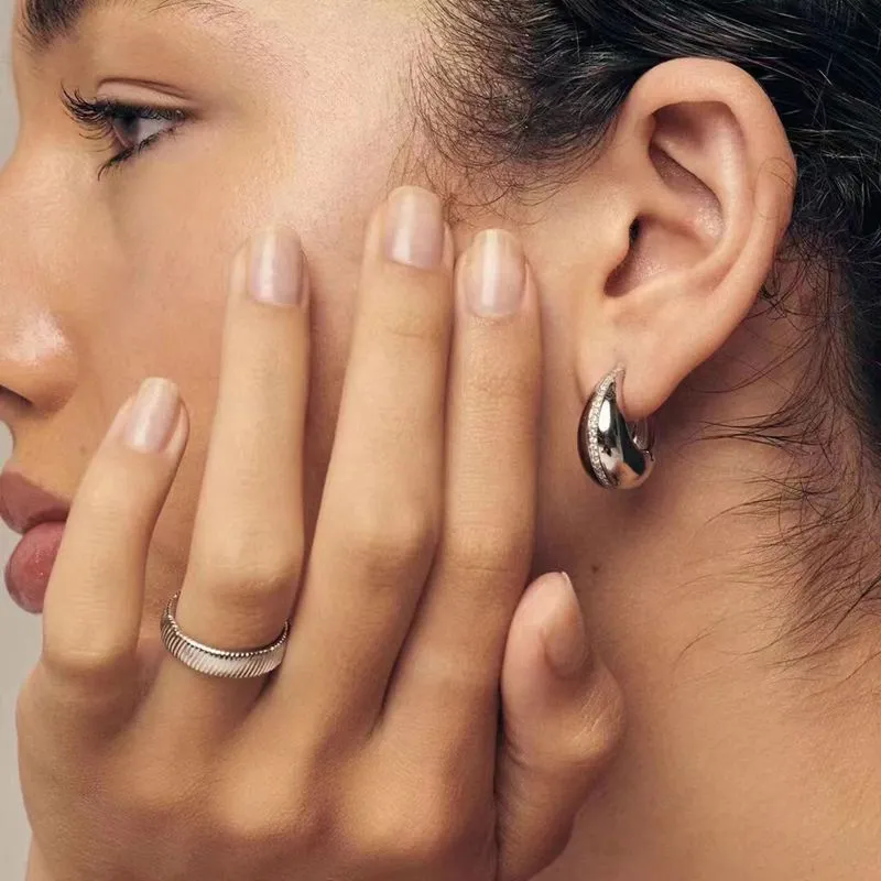 Simple Retro U-shaped Gold and Silver Diamond Earrings