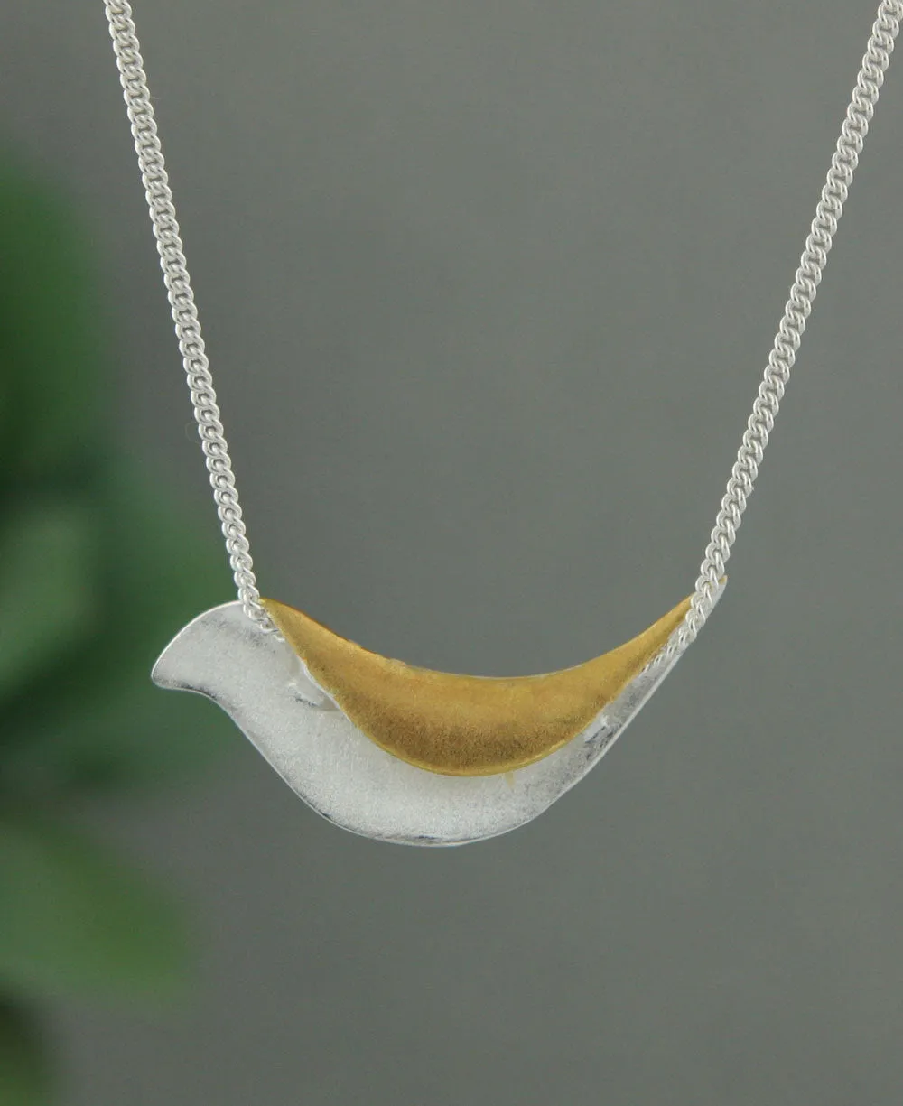 Sing Your Own Song Gold and Silver Bird Necklace