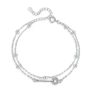 Sisslia Double Ring Geometric Diamond Set Light Luxury Simple Temperament of High-Grade Hand Jewelry