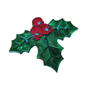 Skull Holly Brooch by Cherryloco