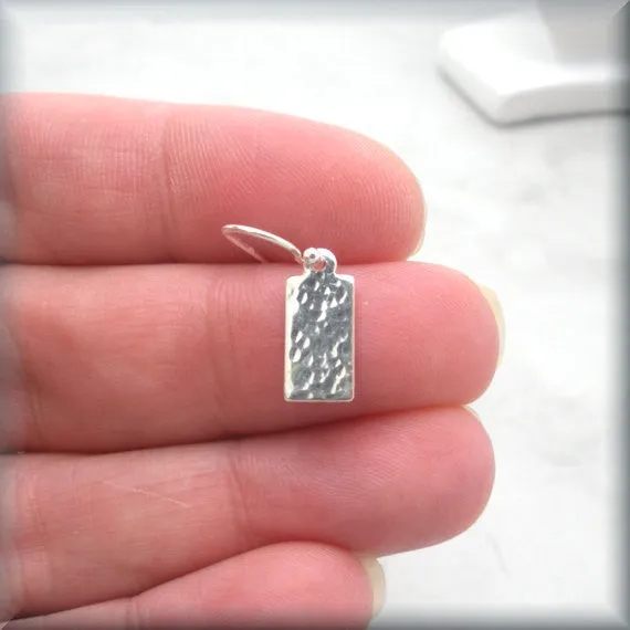 Small Rectangle Hammered Earrings - Sterling Silver