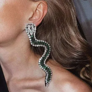 Snake Shape Unique Rhinestone Earrings