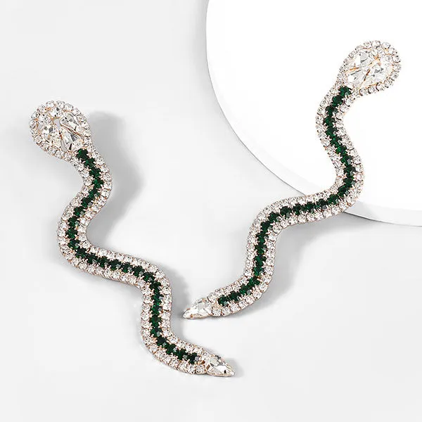 Snake Shape Unique Rhinestone Earrings