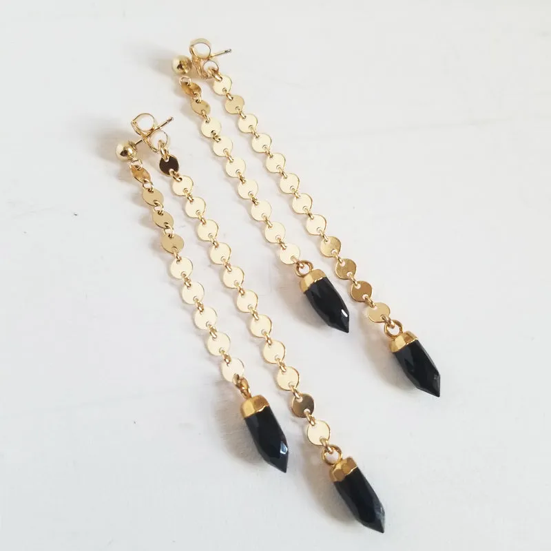 Spike Swinger Earrings - Black Spinel