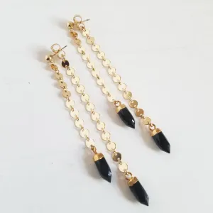 Spike Swinger Earrings - Black Spinel