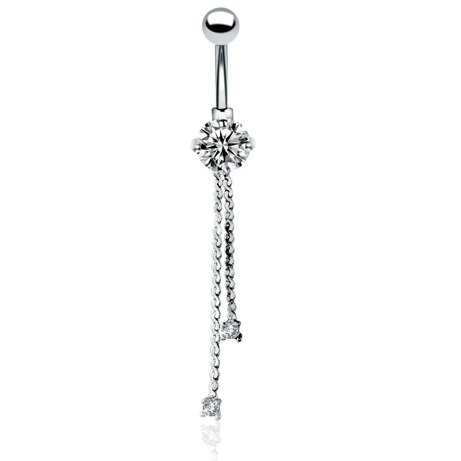 Stainless Steel Thin Willow Catkins Navel Rings