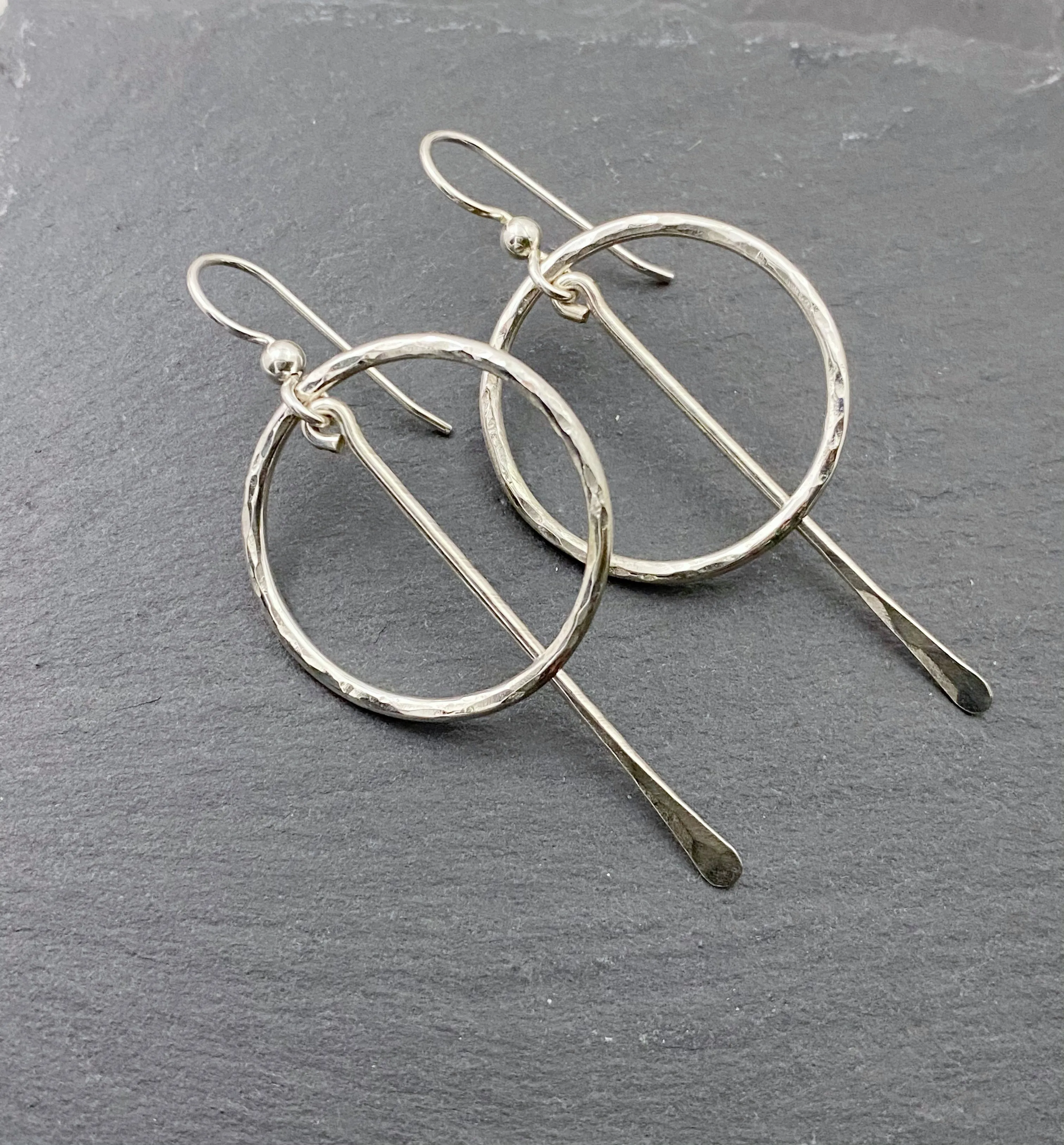 Sterling hoop earrings with sterling paddle