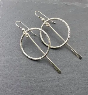 Sterling hoop earrings with sterling paddle