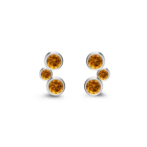 Sterling Silver Citrine Bubble Stud Earrings