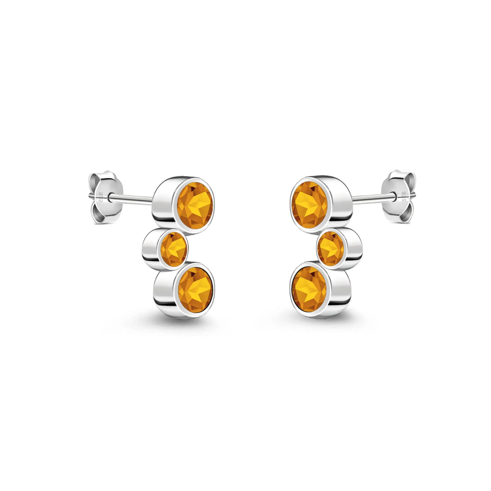 Sterling Silver Citrine Bubble Stud Earrings